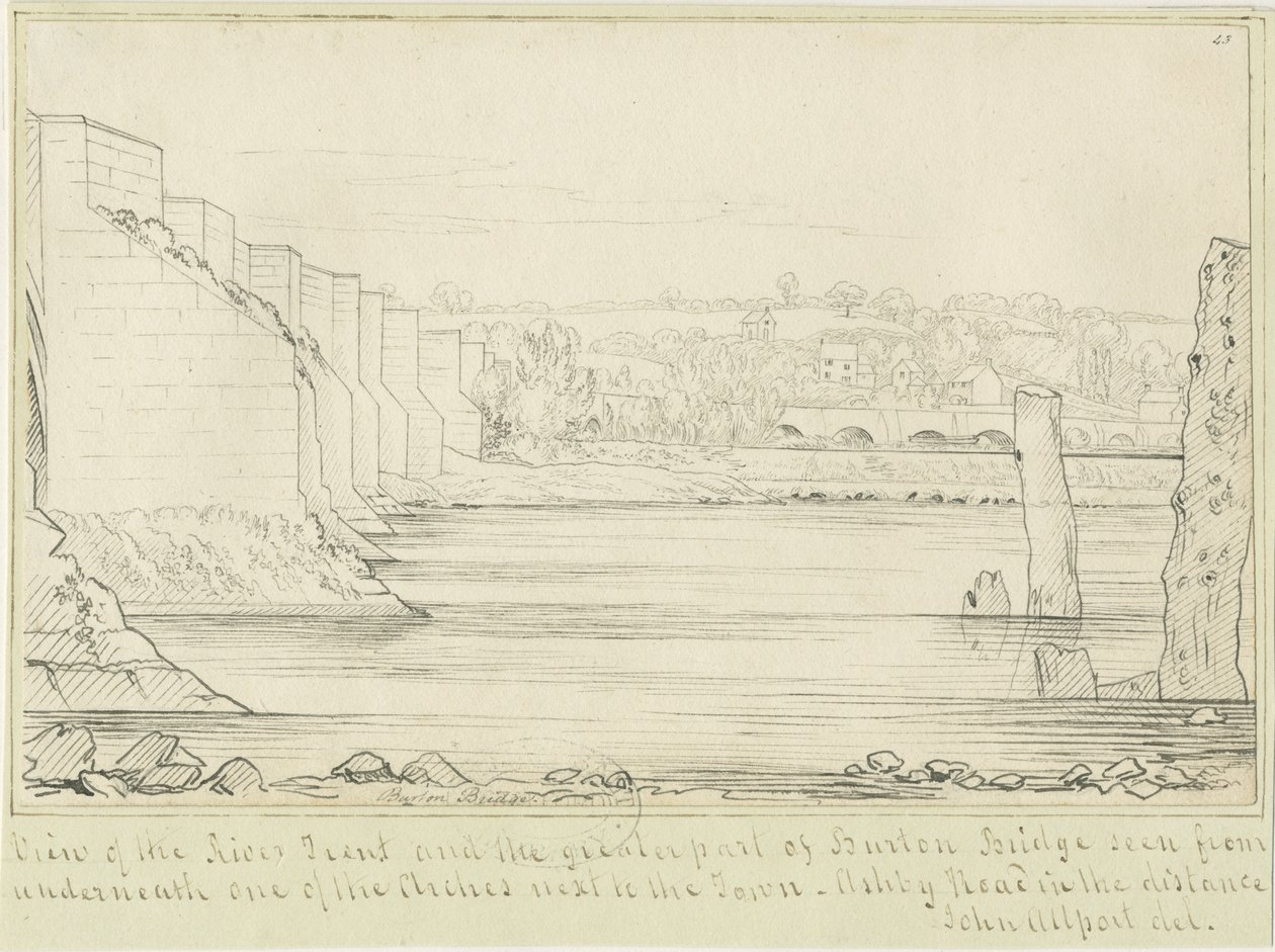 Burton-upon-Trent Brug en Stad door John Allport