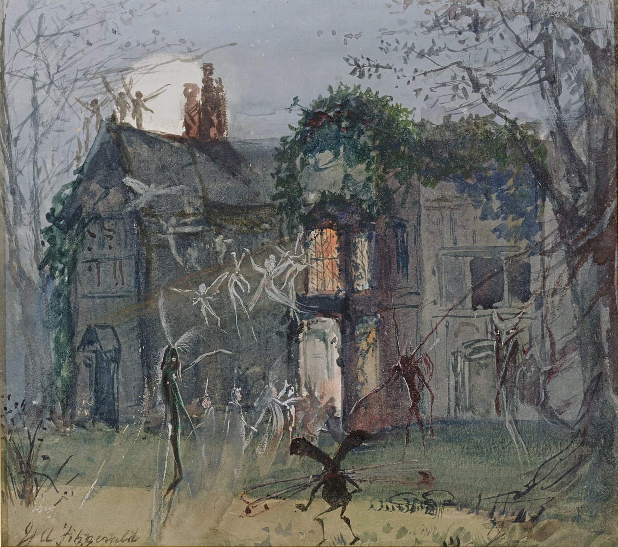 De oude hal, feeën bij het maanlicht door John Anster Fitzgerald