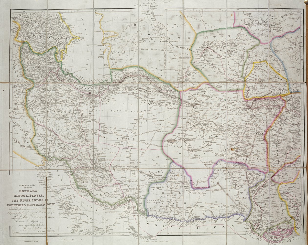 Kaart van Centraal-Azië, 1834 door John Arrowsmith