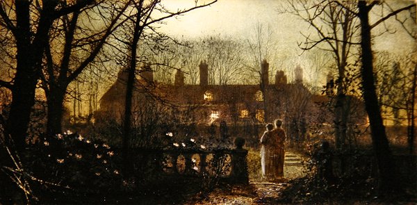 Maanverlichte Scène met Twee Figuren door John Atkinson Grimshaw