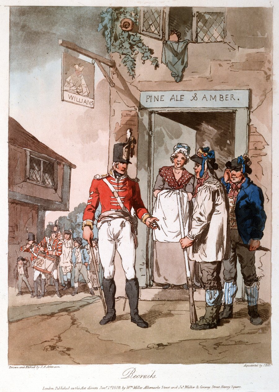 Rekruten door John Augustus (after) Atkinson