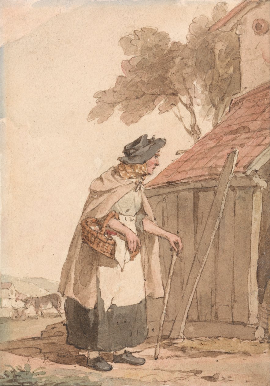 Een Oude Vrouw met een Mand door John Augustus Atkinson