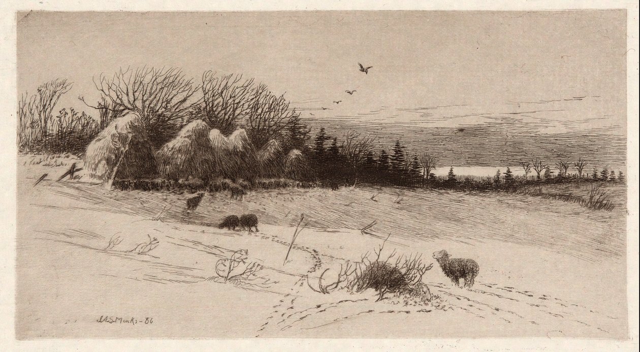Schapen in de Sneeuw door John Austin Sands Monks