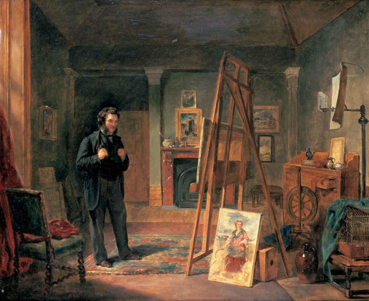 Portret van Thomas Faed in zijn studio, 19e eeuw door John Ballantyne