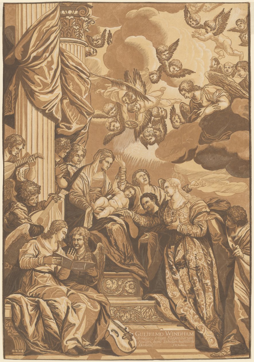 Mystiek huwelijk van St. Catharina door John Baptist Jackson, after Veronese