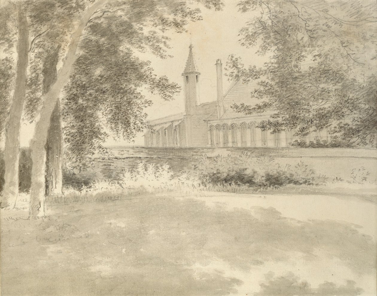 Balliol Chapel en Bibliotheek vanuit het Bos, 2 augustus 1783 door John Baptist Malchair