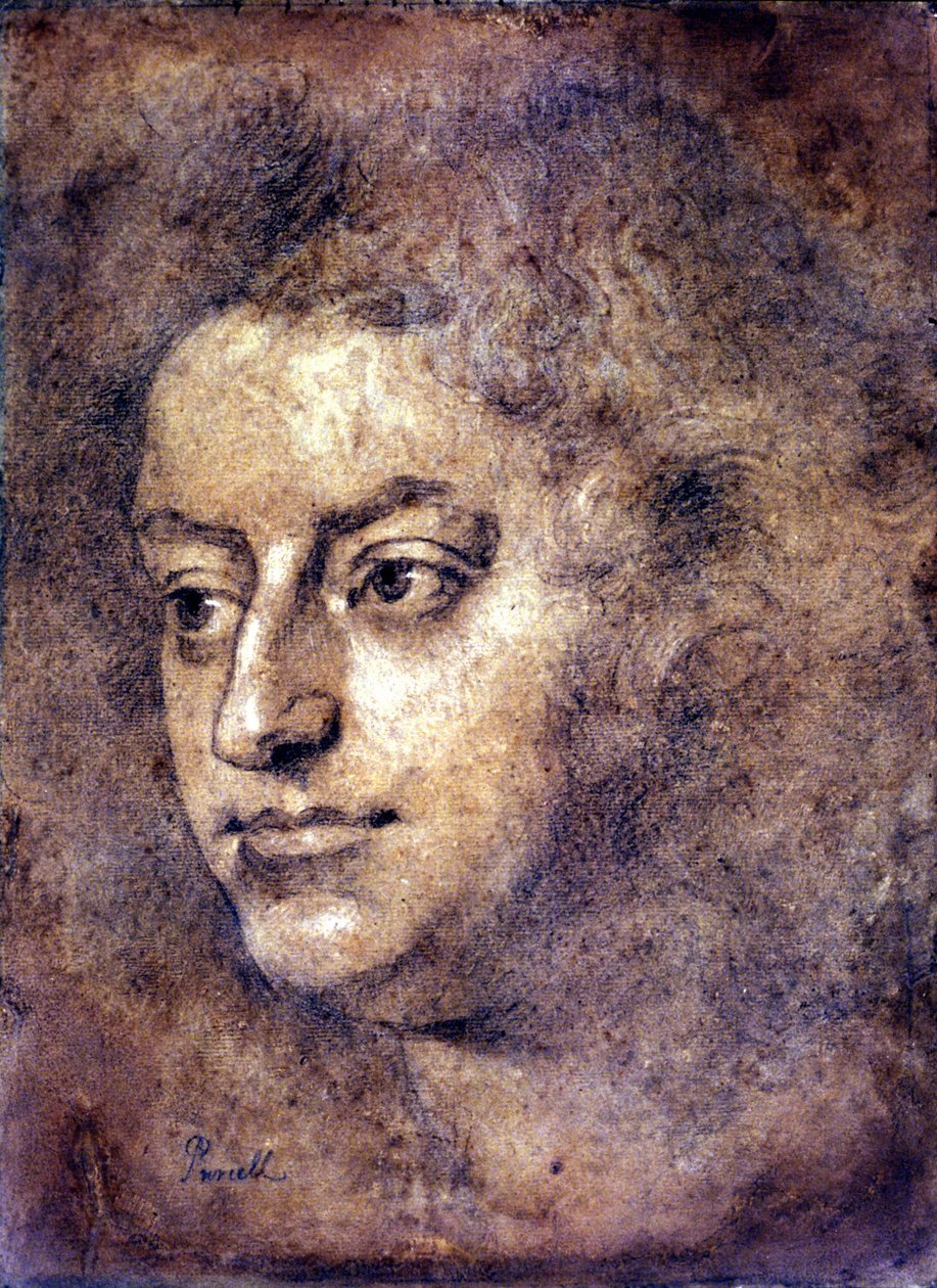 Portret van Henry Purcell (1659 - 1695), Engelse componist. Schilderij toegeschreven aan Sir John Closterman. Zwarte krijt. 1695. Londen, National Portrait Gallery. door John Baptiste Closterman