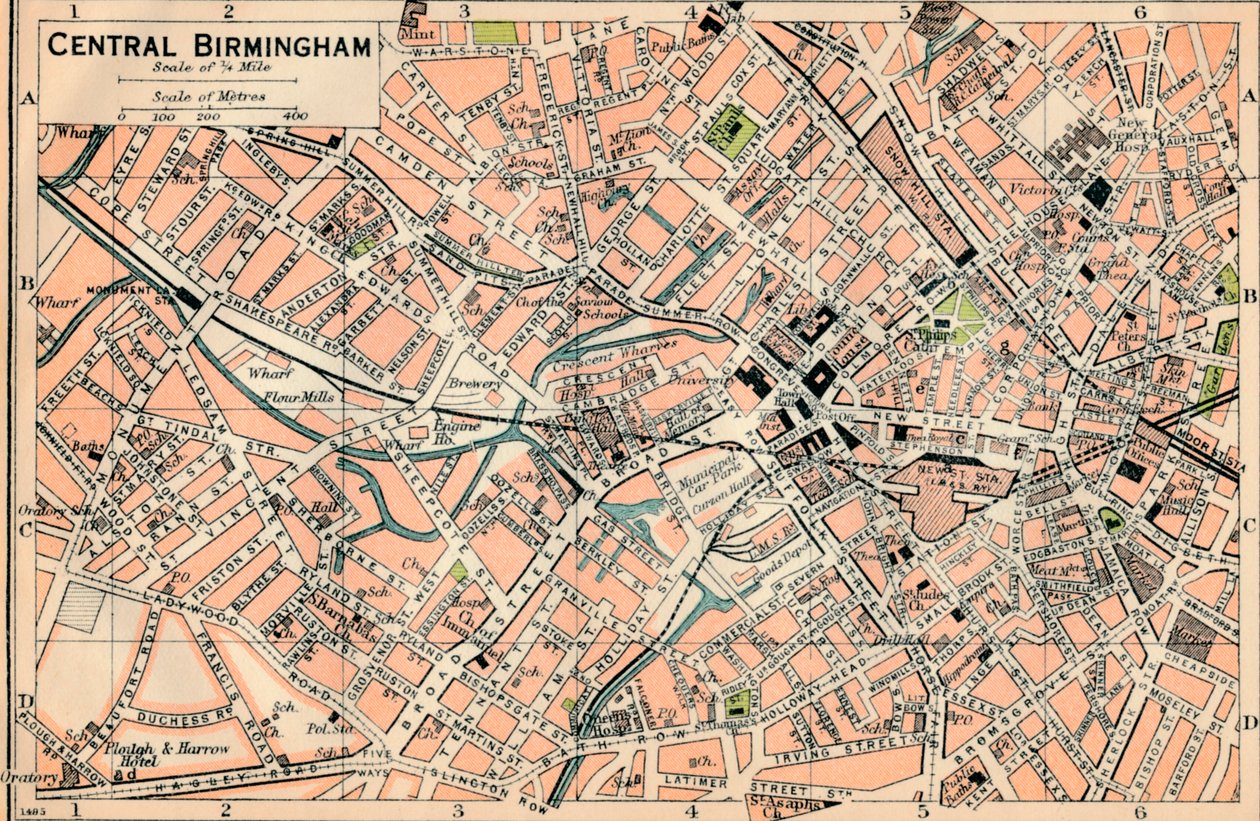 Centraal Birmingham, 20e eeuw door John Bartholomew