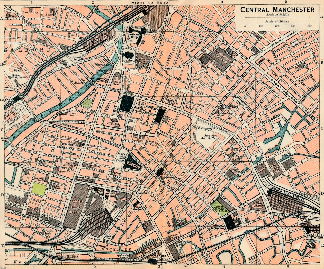 Centraal Manchester, 20e Eeuw door John Bartholomew