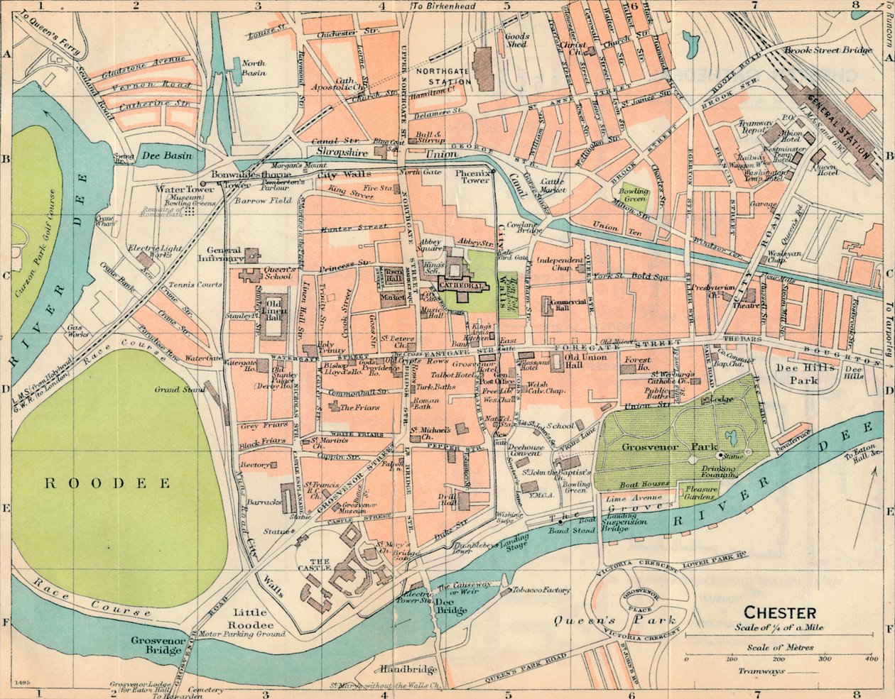 Chester, 20e eeuw door John Bartholomew