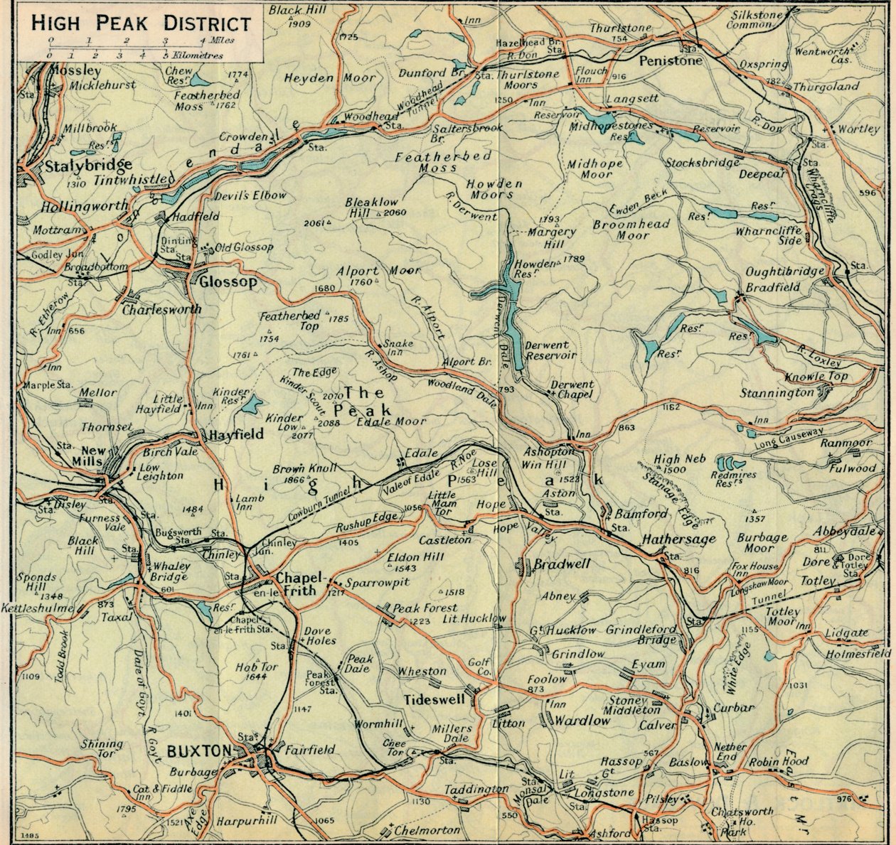 High Peak District, 20e eeuw door John Bartholomew