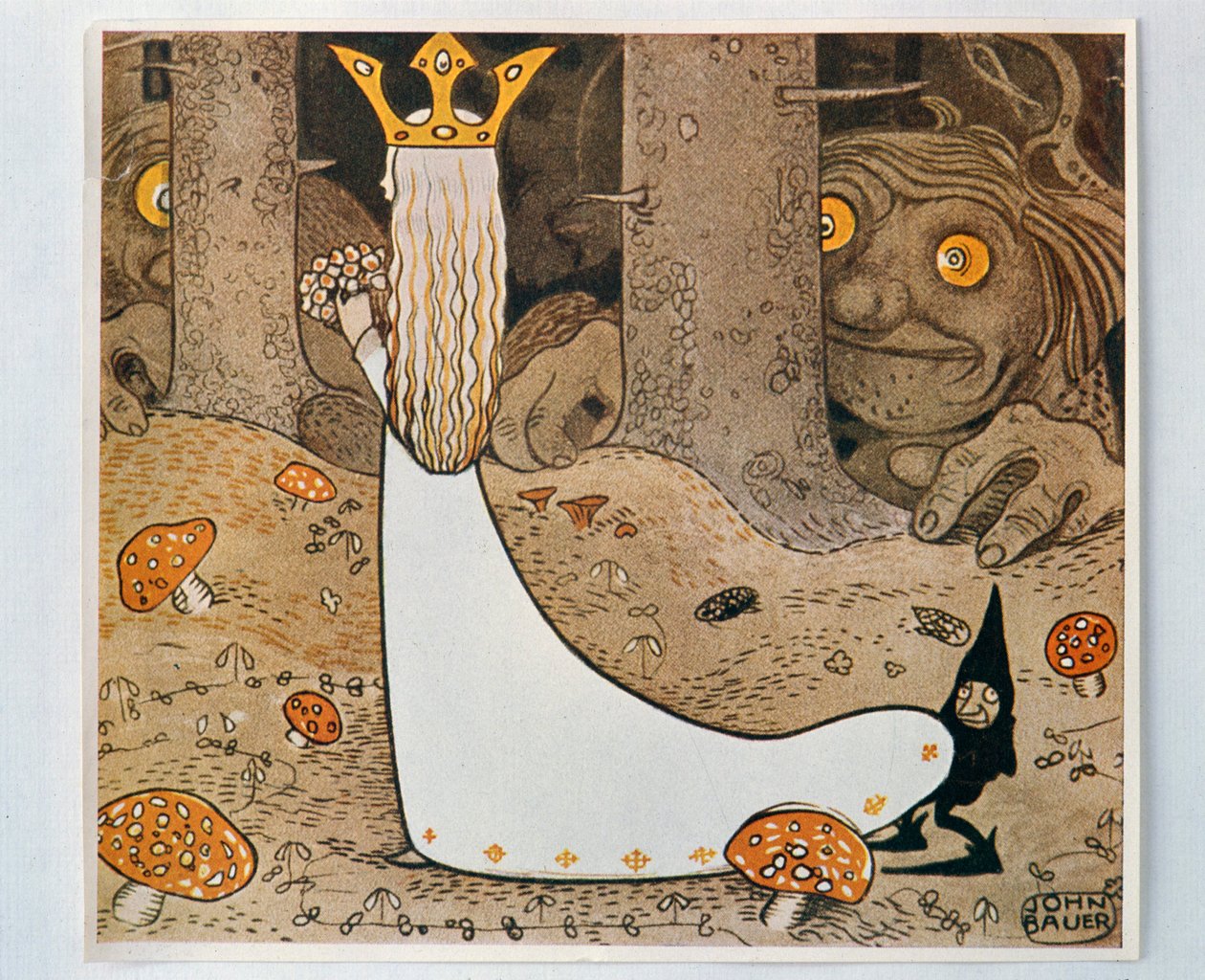De prinses en de trol. Uit Bland Tomtar och Troll, 1913 door John Bauer