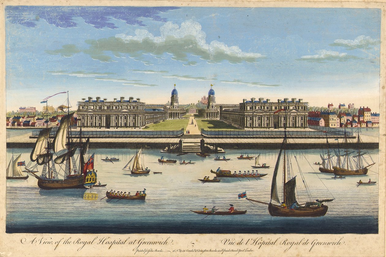 Een uitzicht op het Royal Hospital in Greenwich, c.1770 door John Bowles
