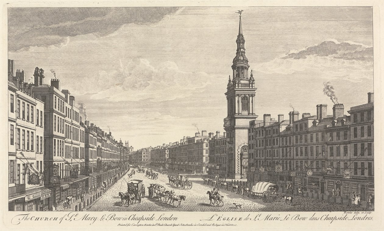 De Kerk van St. Mary le Bow in Cheapside, Londen door John Bowles