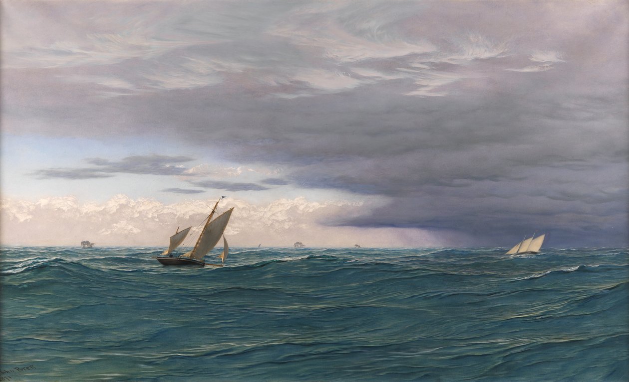 Jachten in een zeegang, Middellandse Zee, 1871 door John Brett