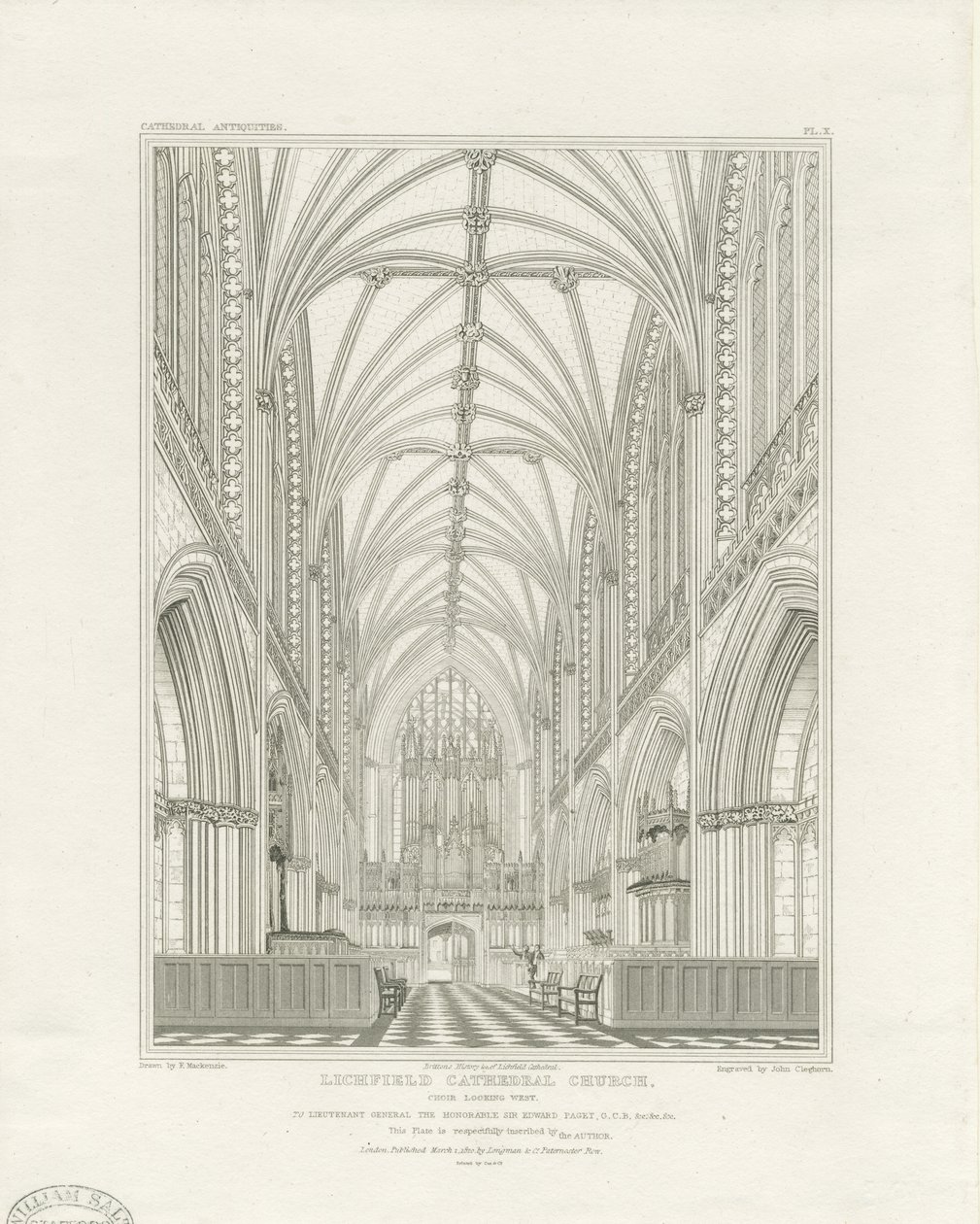 Interieur van Lichfield Cathedral - Koor door John Britton