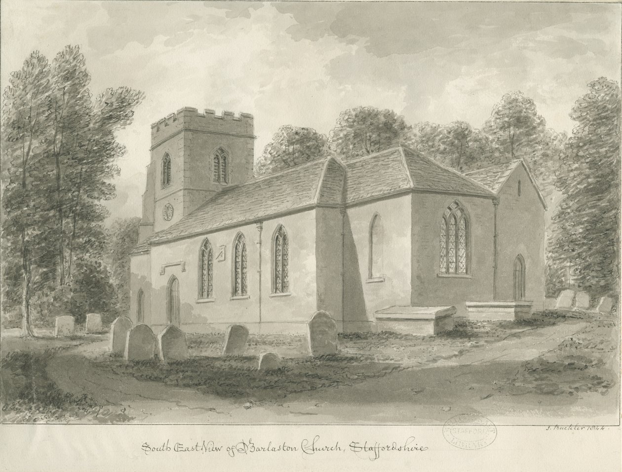 Barlaston Kerk door John Buckler