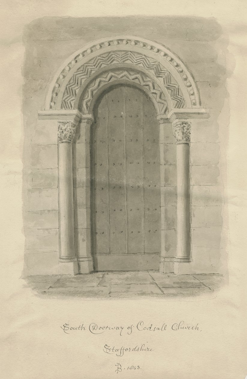 Codsall Kerk - Zuidelijke Deur door John Buckler