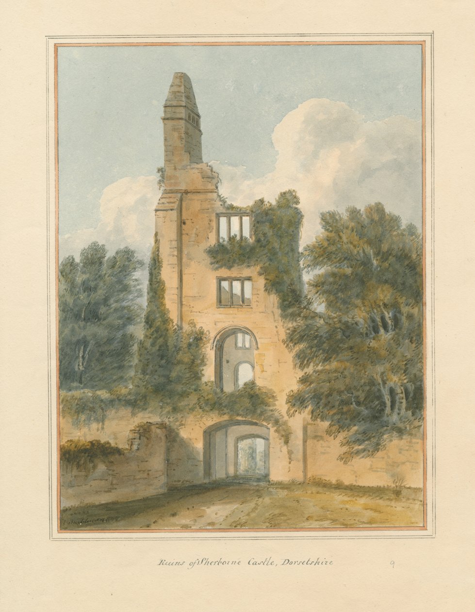 Dorset - Sherborne - Kasteelruïnes, 1802 door John Buckler