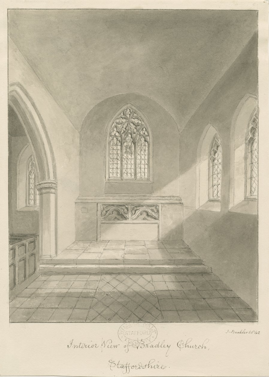 Interieur van Bradley Kerk door John Buckler