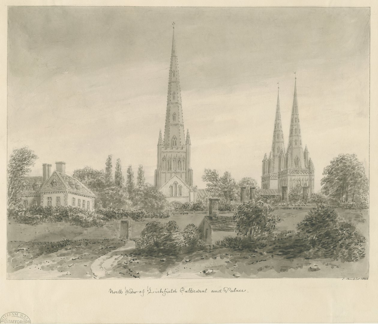 Lichfield Kathedraal - Noordaanzicht door John Buckler