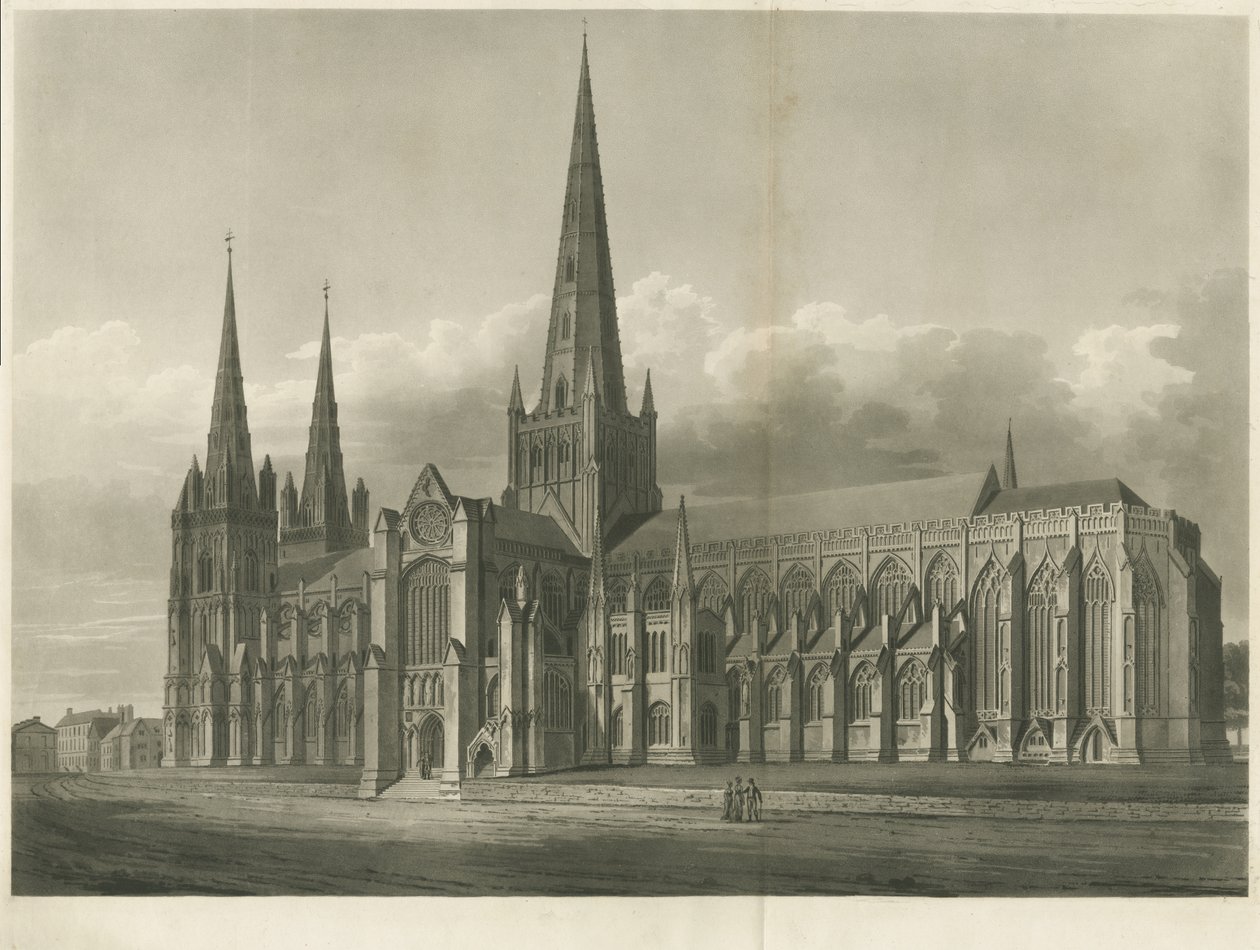 Lichfield Kathedraal - Zuidoostaanzicht door John Buckler