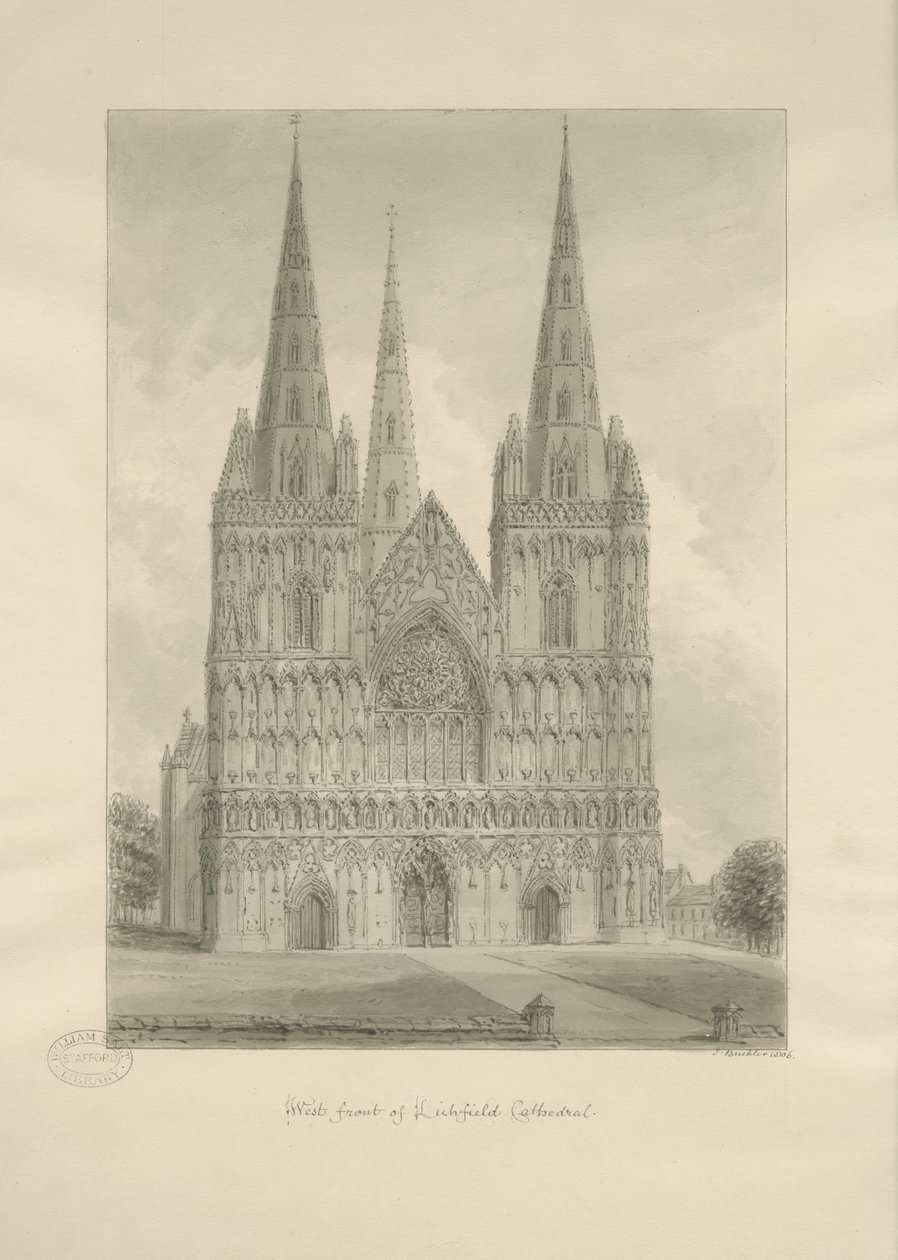 Lichfield Kathedraal - Westgevel door John Buckler
