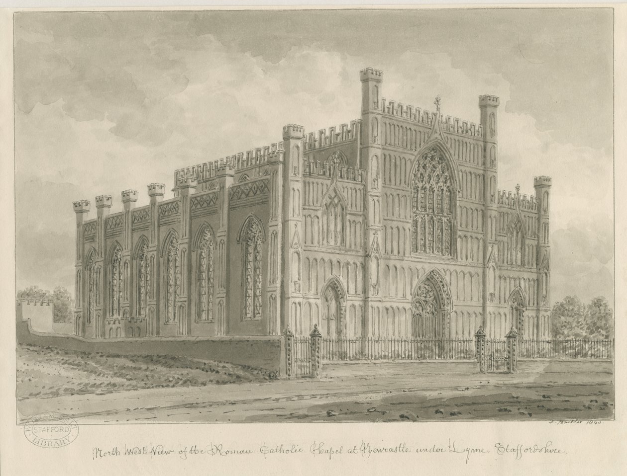 Newcastle-under-Lyme - Rooms-Katholieke Kapel door John Buckler