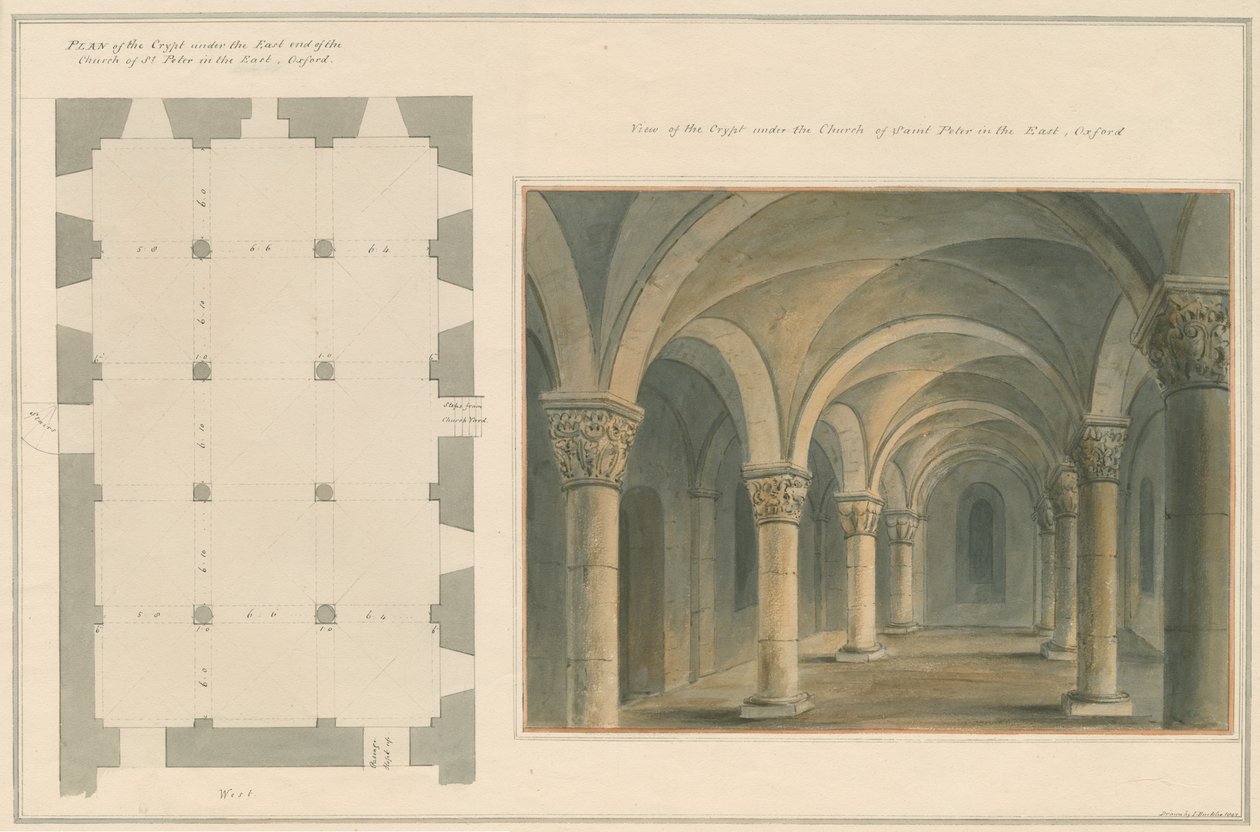 Oxfordshire - Oxford - Crypte van St. Peter in de Oost Kerk door John Buckler