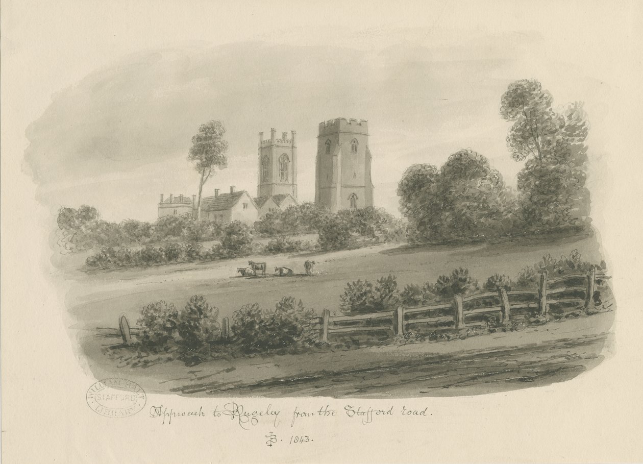Rugeley Stad - Vanaf de Stafford Road door John Buckler