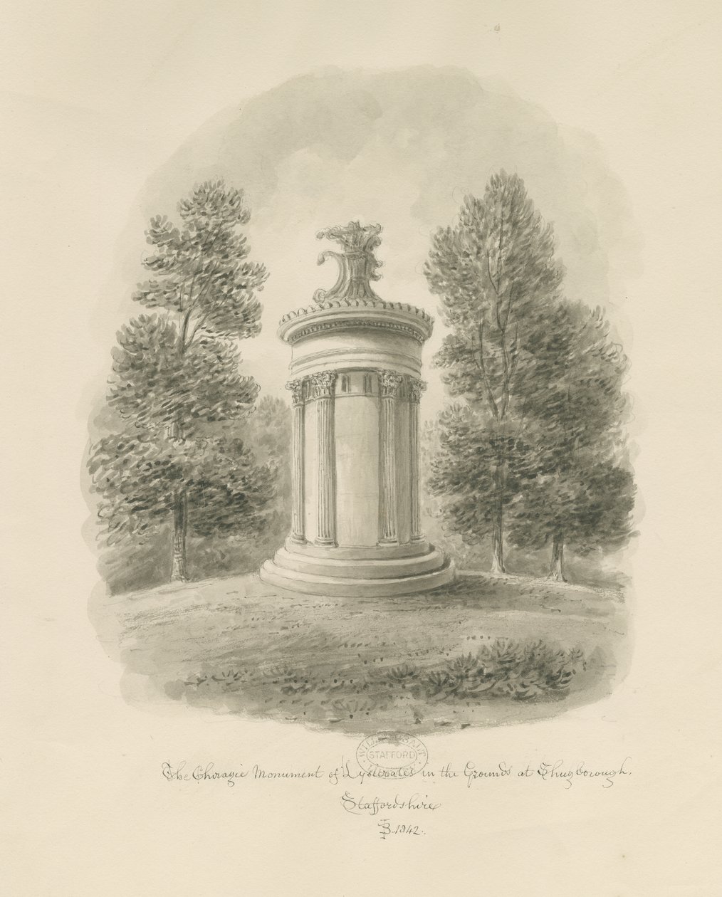 Shugborough - Het Choragische Monument van Lysicrates door John Buckler