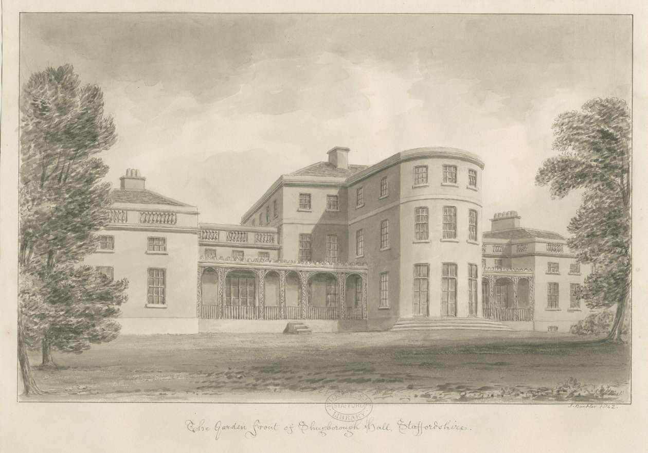 Shugborough Hall - Tuinzijde door John Buckler