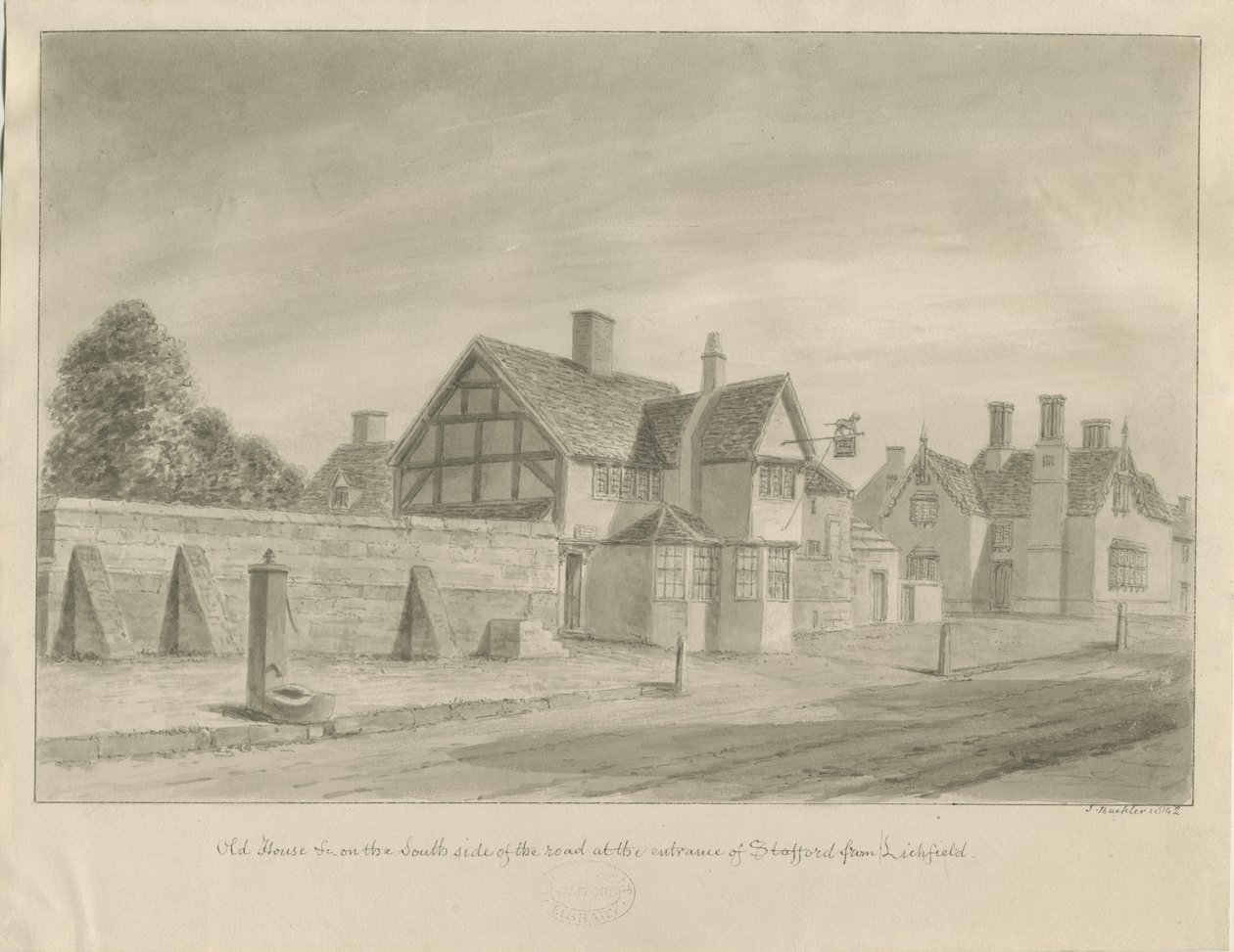 Stafford - The White Lion Inn door John Buckler