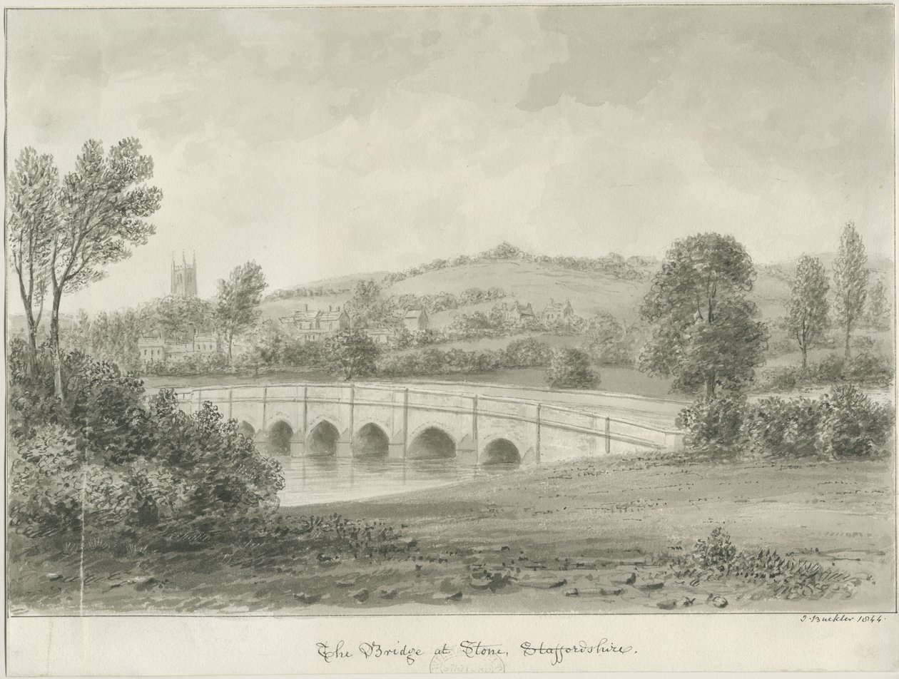 Stone - Brug over de Rivier Trent door John Buckler