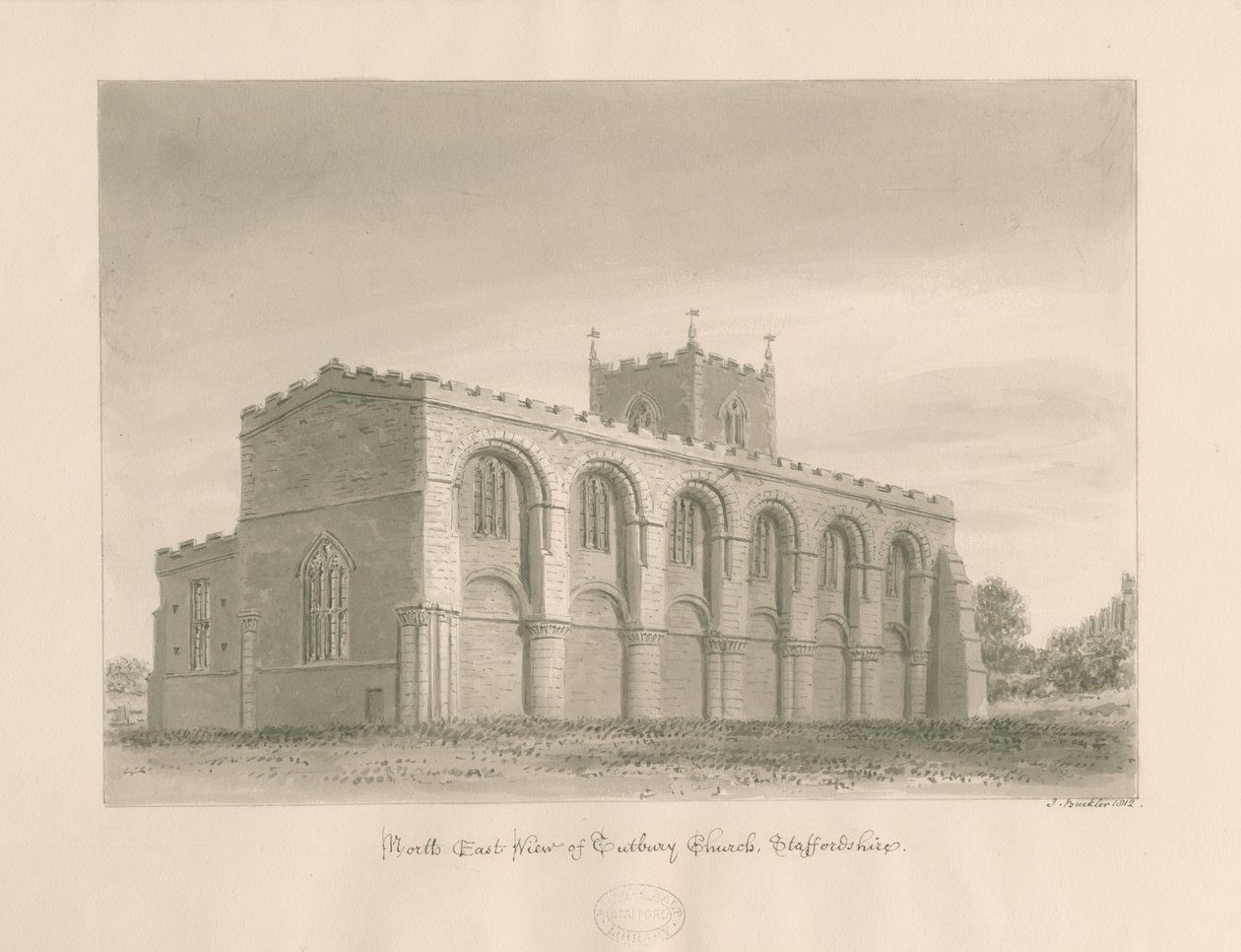 Tutbury Priory Kerk door John Buckler