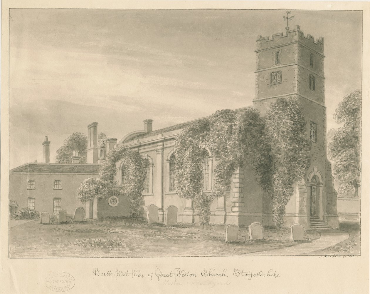 Weston-under-Lizard Kerk door John Buckler