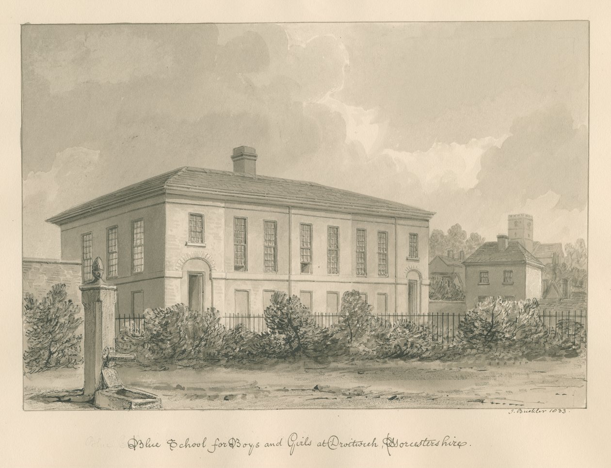 Worcestershire - Droitwich - Blauwe School door John Buckler