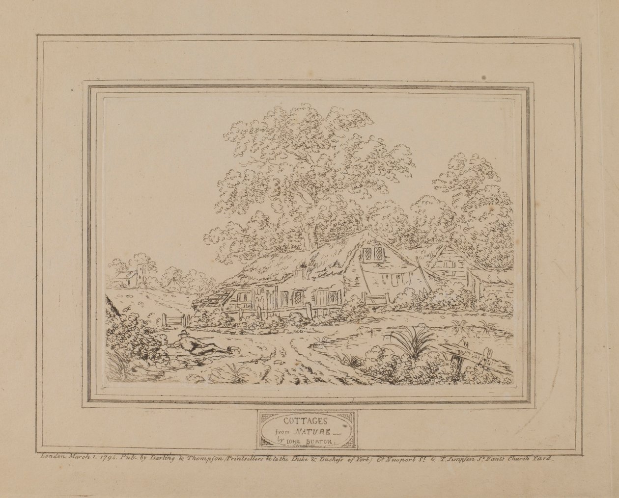 Natuurhuisjes (met centrale boom) door John Burton