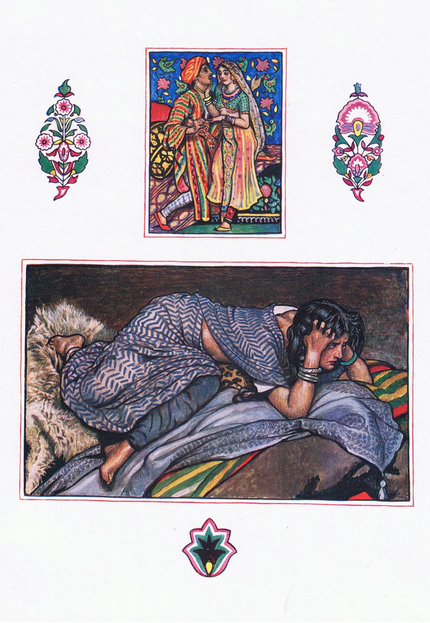 Verlaten zigeunerlied: Heuvelkamp, illustratie uit De Tuin van Kama (en andere liederen uit India), 1920 door John Byam Liston Shaw