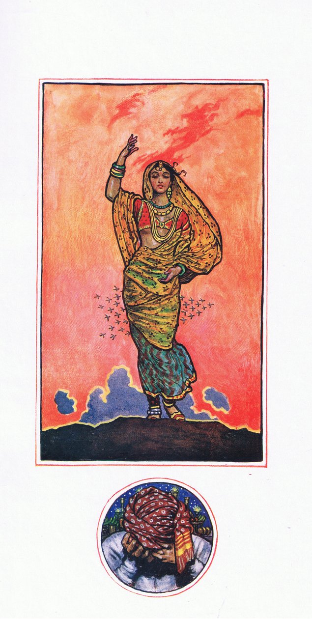 Herinnering aan Mahomed Akram, illustratie uit De Tuin van Kama (en andere liederen uit India), 1920 door John Byam Liston Shaw