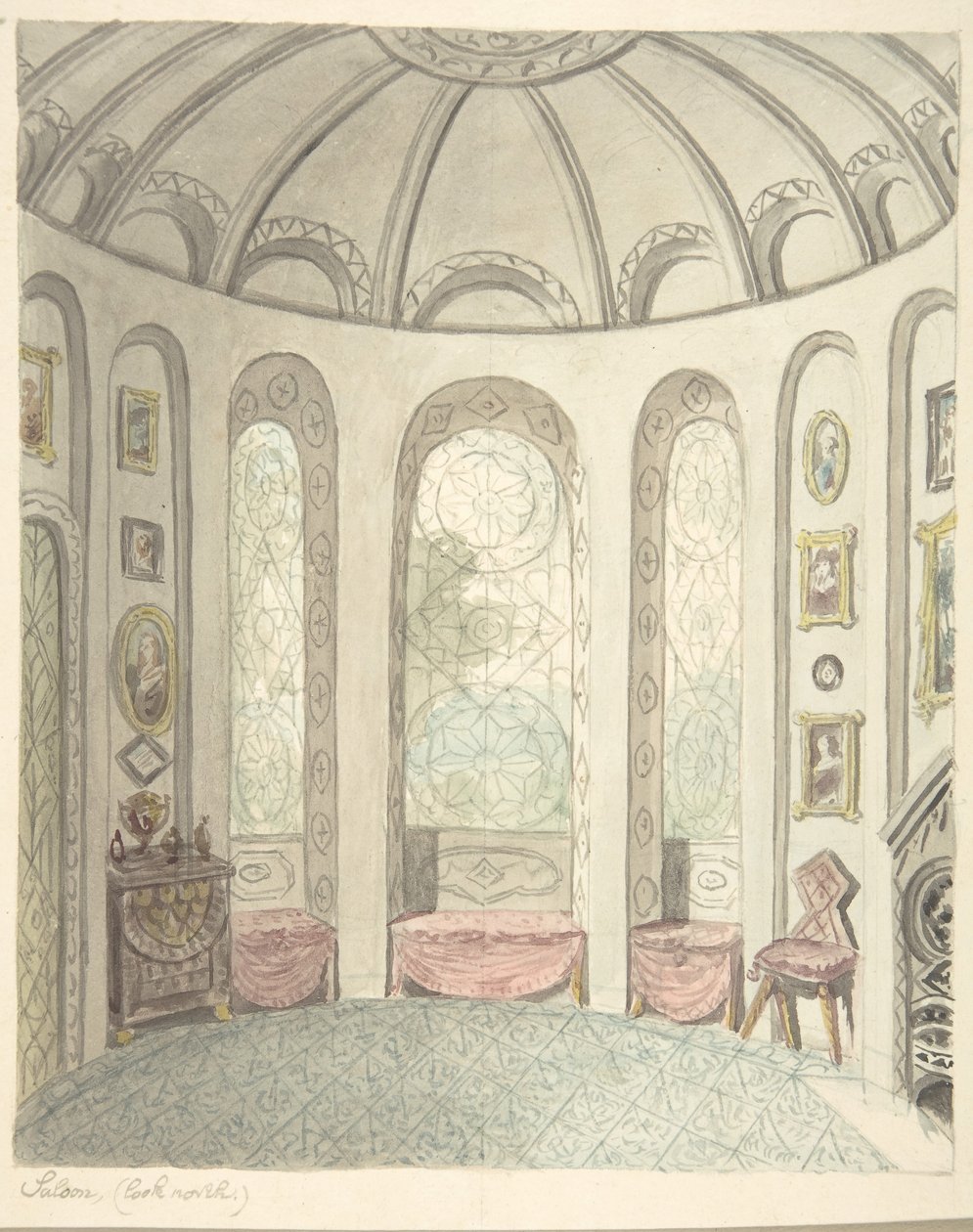 Lea Castle, Worcestershire, Salon, Noordwaarts door John Carter.