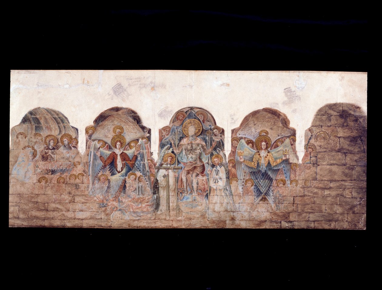 Studie van de muurschilderingen in de kapittelzaal door John Carter