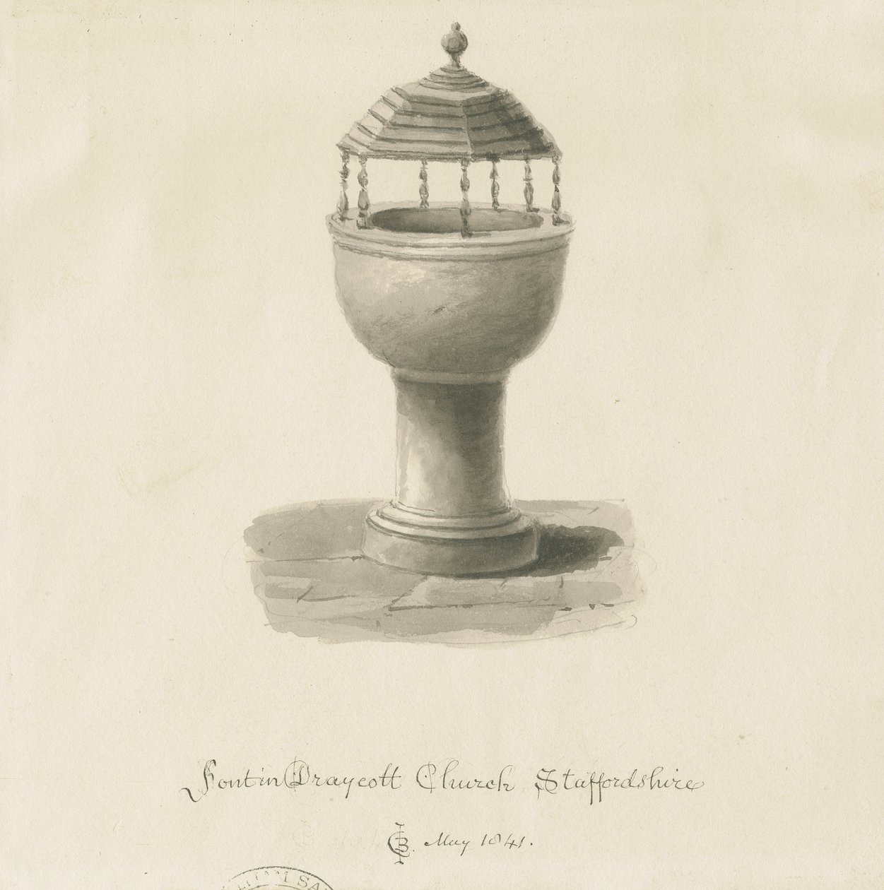 Fontein in Draycott in de Moors Kerk door John Chessell Buckler