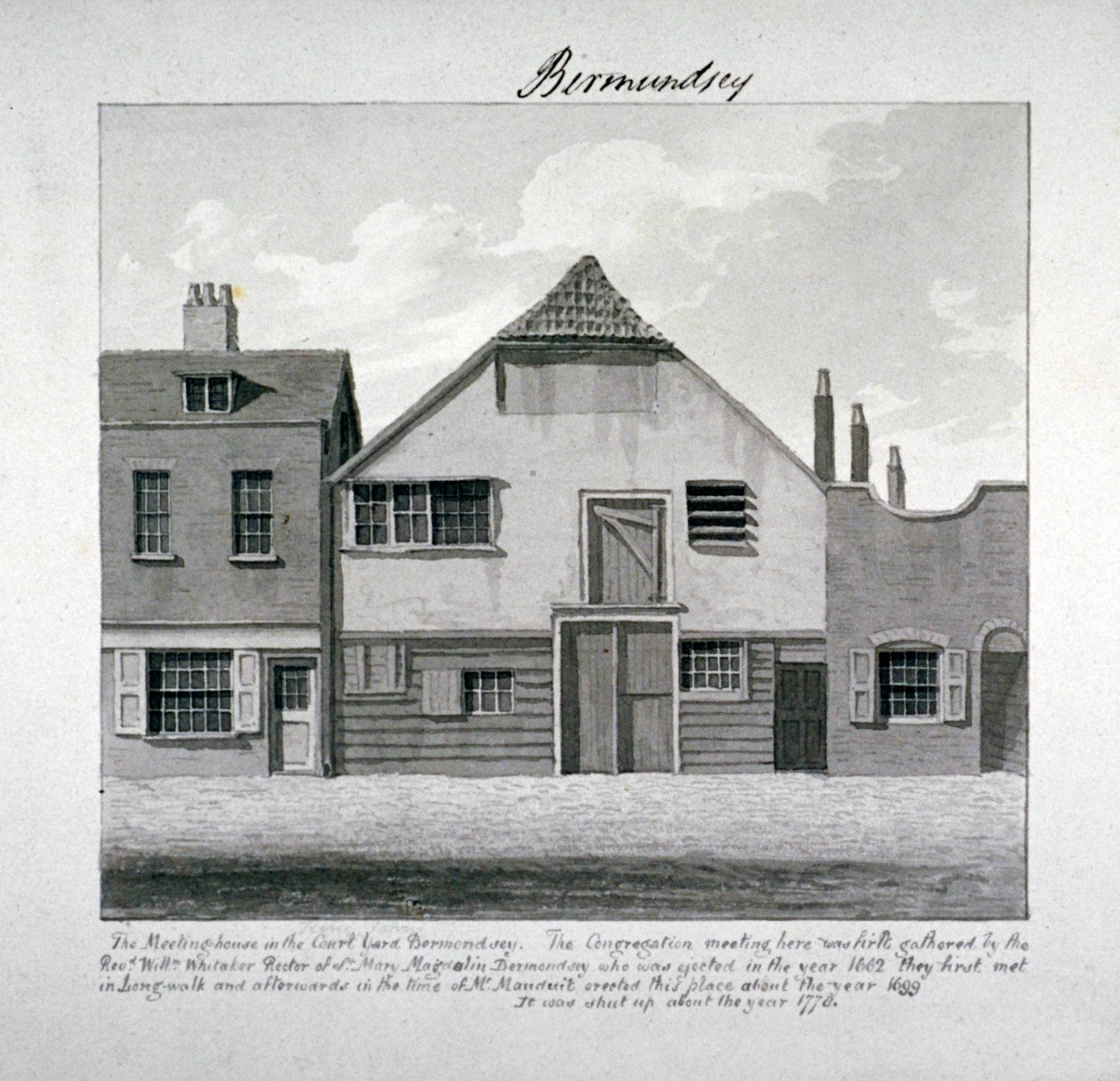 Vergaderhuis van St. Mary Magdalen in de Binnenplaats, Bermondsey Square, Londen door John Chessell Buckler