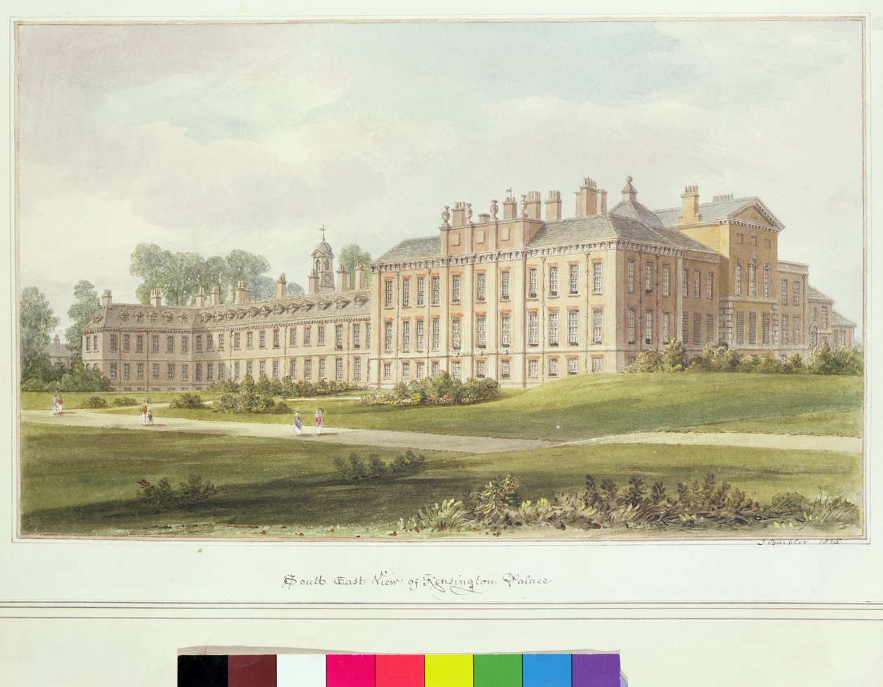 Zuidoostelijk uitzicht op Kensington Palace, 1826 door John Chessell Buckler