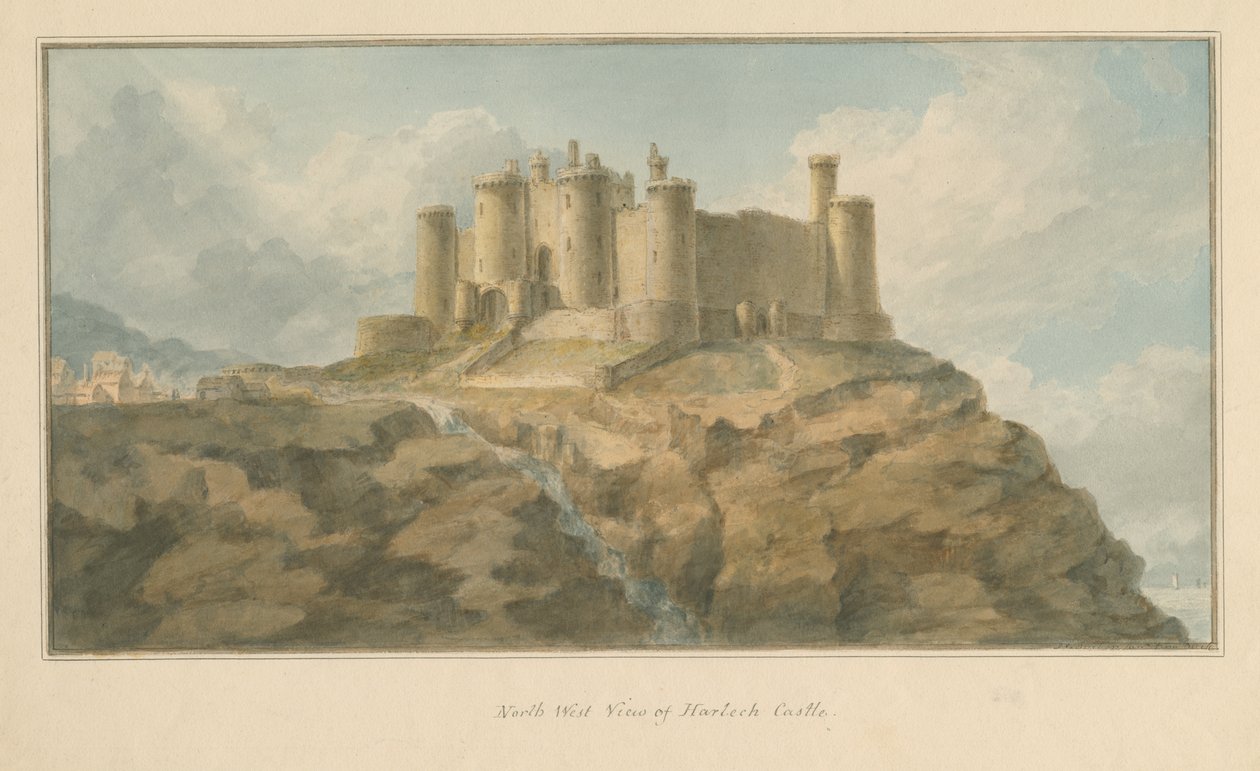 Wales - Mouthshire - Harlech Kasteel door John Chessell Buckler