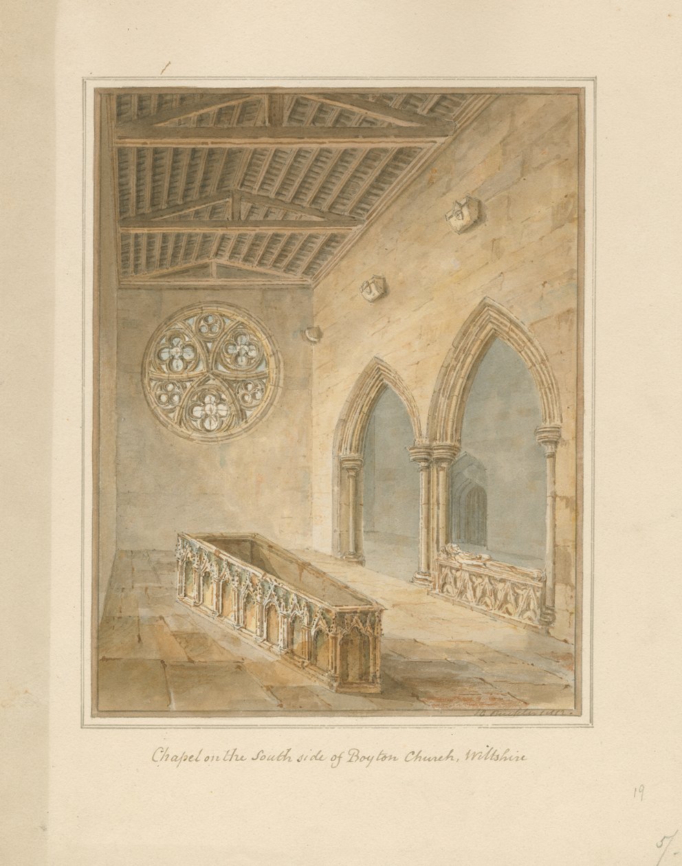 Wiltshire - Boyton Kerk - Kapel, 1812 door John Chessell Buckler