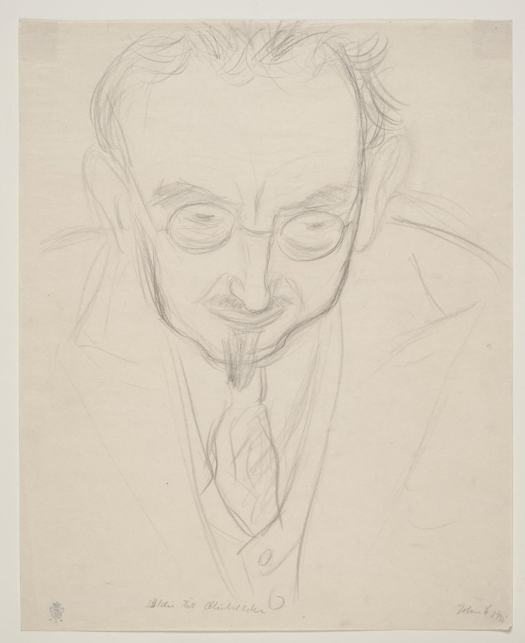 De geograaf, Professor G. Hatt. Borstbeeld en face. door John Christensen