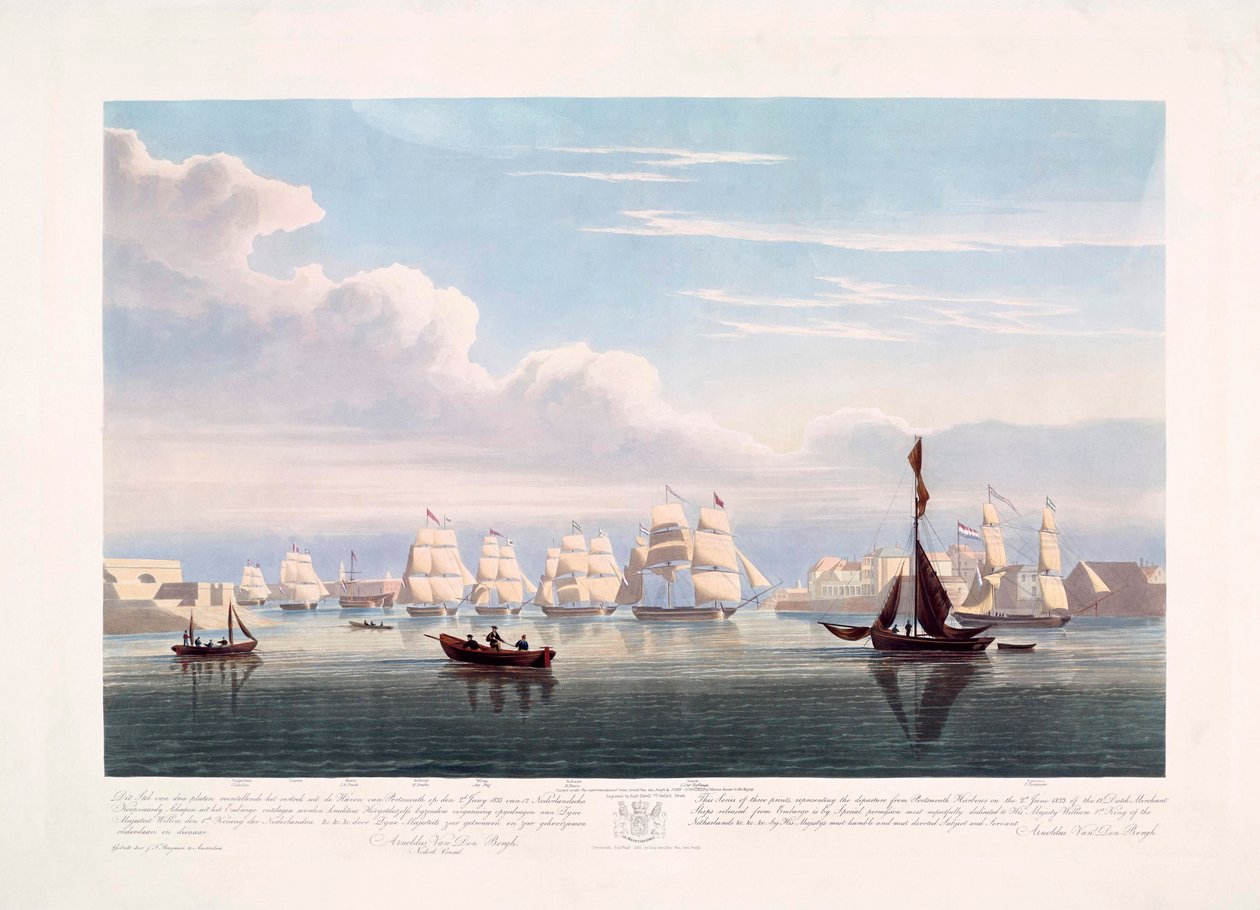 Nederlandse koopvaardijschepen verlaten Portsmouth, 2 juni door John Christian (after) Schetky