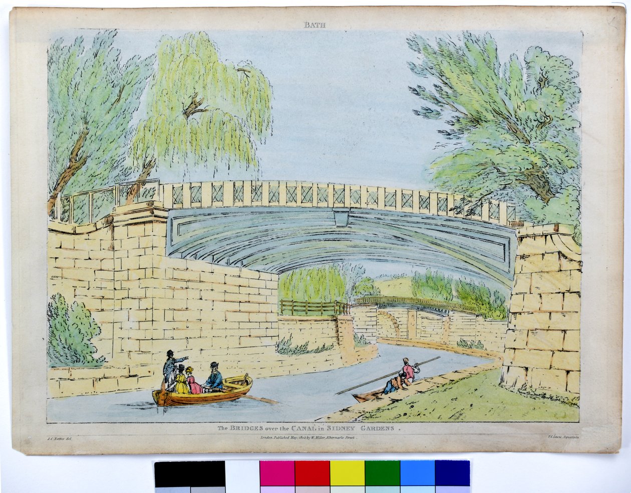 Bath. De bruggen over het kanaal in Sidney Gardens door John Claude Nattes